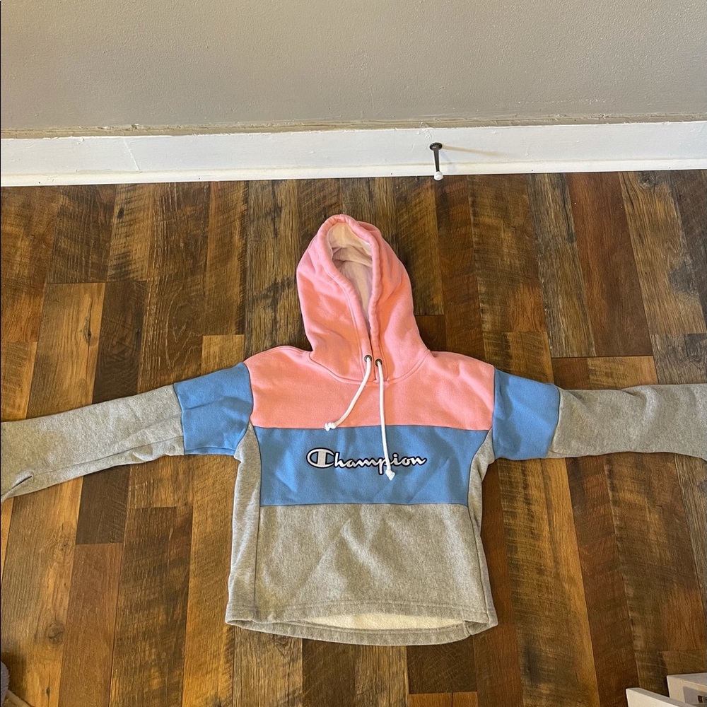 Champion Pink and Blue Vintage-like Sweatshirt